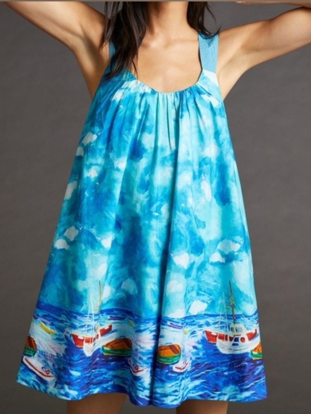 Anthro Maeve Cross-back Mini Dress